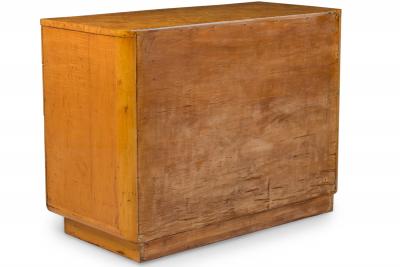 Donald Deskey Art Deco Curved and Louvered Front Burled Birch and Bleached Walnut Chest