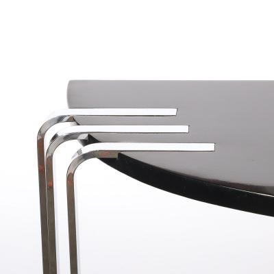 Donald Deskey Art Deco Demilune Chrome and Black Lacquer Console Table by Donald Deskey