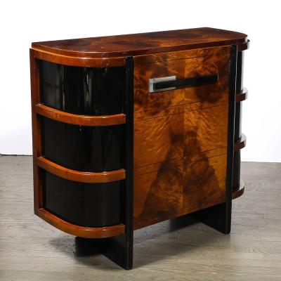 Donald Deskey Art Deco Machine Age Cabinet in Book matched Burled Walnut by Donald Deskey