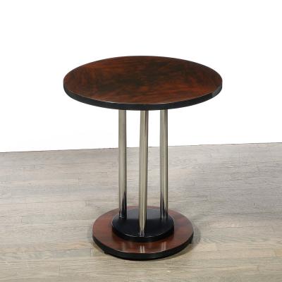 Donald Deskey Art Deco Machine Age Side Table in Book Matched Walnut By Donald Deskey