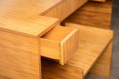 Donald Deskey Art Deco Vanity with Stool Mirror in Highly Figured Avodire