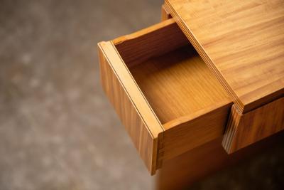 Donald Deskey Art Deco Vanity with Stool Mirror in Highly Figured Avodire