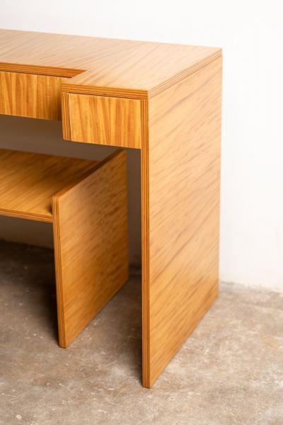 Donald Deskey Art Deco Vanity with Stool Mirror in Highly Figured Avodire