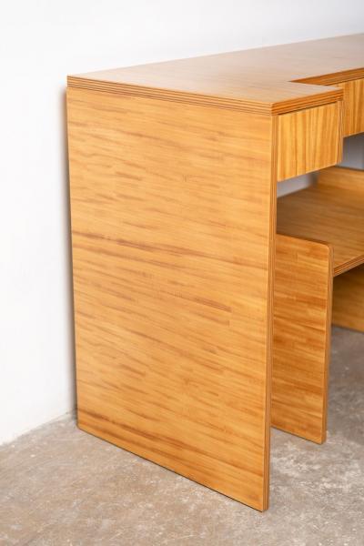 Donald Deskey Art Deco Vanity with Stool Mirror in Highly Figured Avodire