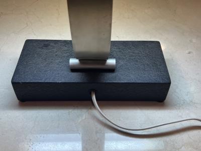 Donald Deskey DONALD DESKEY ALUMINUM BAND AND BLACK BASE DESK LAMP