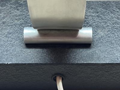 Donald Deskey DONALD DESKEY ALUMINUM BAND AND BLACK BASE DESK LAMP