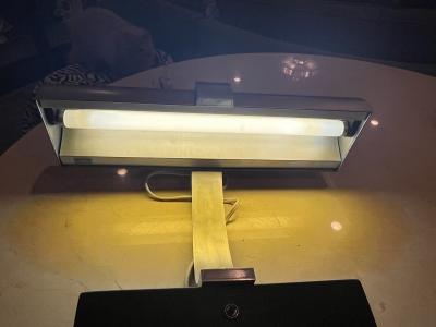 Donald Deskey DONALD DESKEY ALUMINUM BAND AND BLACK BASE DESK LAMP