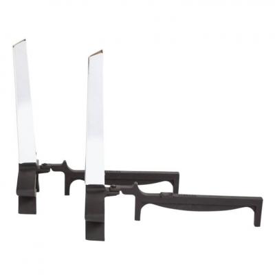 Donald Deskey Donald Deskey Andirons for Bennett Nickel Chrome and Wrought Iron Signed