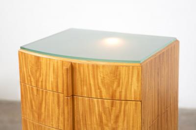 Donald Deskey Donald Deskey Art Deco Illuminated Nightstand in Highly Figured Avodire 1940s