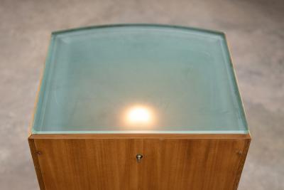 Donald Deskey Donald Deskey Art Deco Illuminated Nightstand in Highly Figured Avodire 1940s