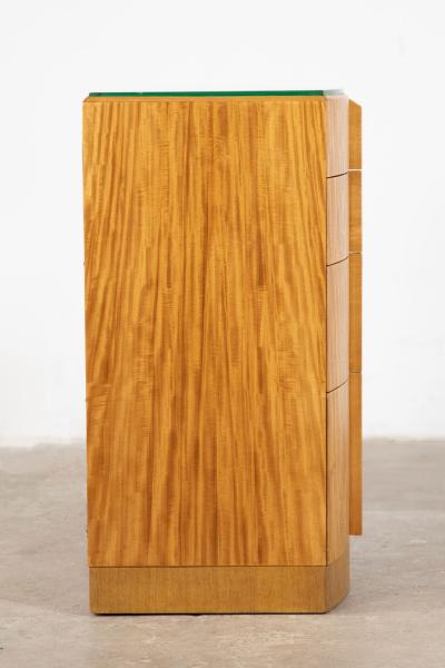 Donald Deskey Donald Deskey Art Deco Illuminated Nightstand in Highly Figured Avodire 1940s