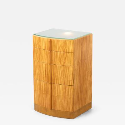 Donald Deskey Donald Deskey Art Deco Illuminated Nightstand in Highly Figured Avodire 1940s