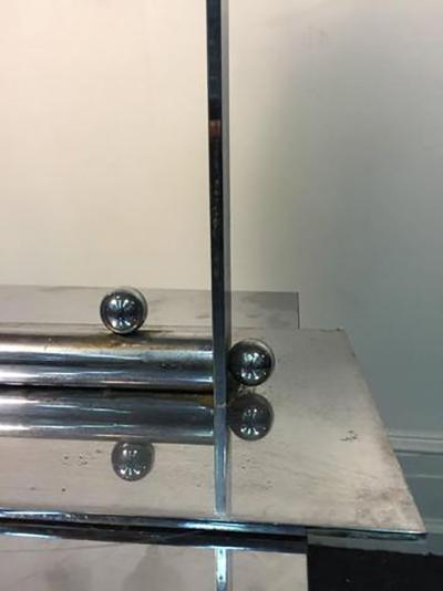 Donald Deskey Donald Deskey Art Deco Round Table Mirror on a Nickel Bronze Stand