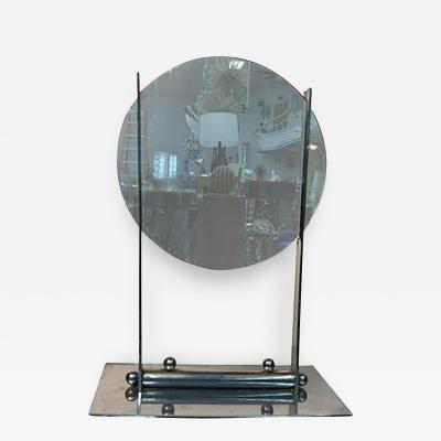 Donald Deskey Donald Deskey Art Deco Round Table Mirror on a Nickel Bronze Stand