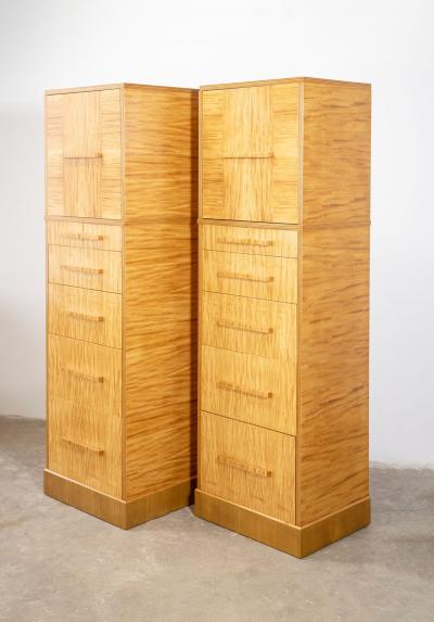 Donald Deskey Donald Deskey Art Deco Skyscraper Dressers in Highly Figured Avodire 1940s Pair