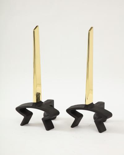 Donald Deskey Donald Deskey Brass Blade Andirons
