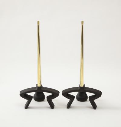 Donald Deskey Donald Deskey Brass Blade Andirons