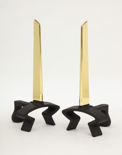 Donald Deskey Donald Deskey Brass Blade Andirons