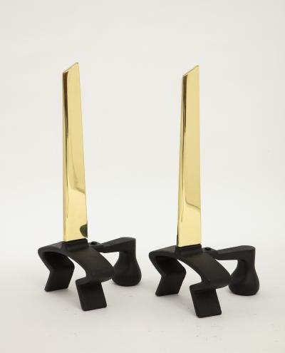 Donald Deskey Donald Deskey Brass Blade Andirons