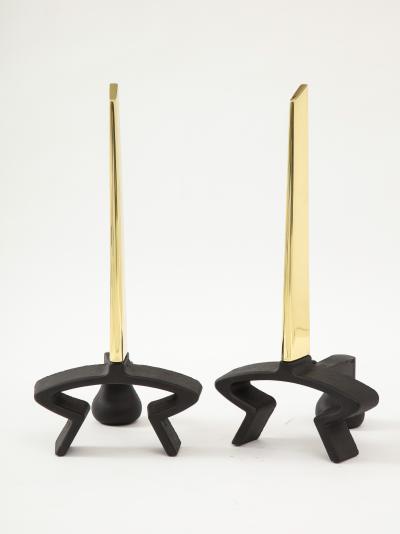 Donald Deskey Donald Deskey Brass Blade Andirons