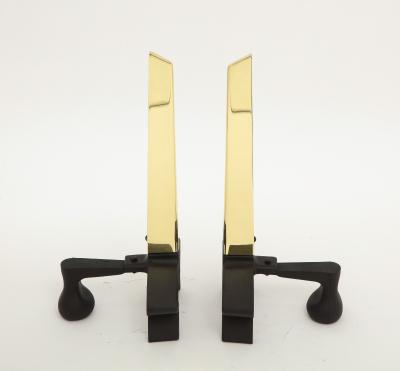 Donald Deskey Donald Deskey Brass Blade Andirons