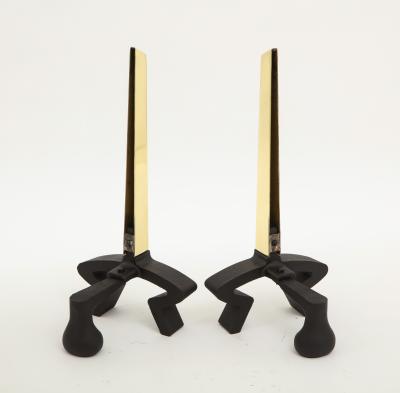 Donald Deskey Donald Deskey Brass Blade Andirons