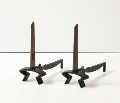 Donald Deskey Donald Deskey Bronze Black Iron Andirons