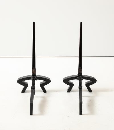 Donald Deskey Donald Deskey Bronze Black Iron Andirons