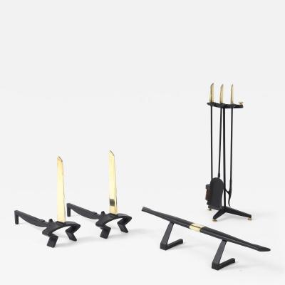 Donald Deskey Donald Deskey For Bennett Complete Fireplace Set
