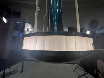 Donald Deskey EXCEPTIONAL PAIR OF MODERNIST ART DECO CHROME AND GLASS SKYSCRAPER CHANDELIERS