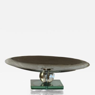 Donald Deskey MODERNIST ART DECO CHROME AND GLASS BALL COMPOTE
