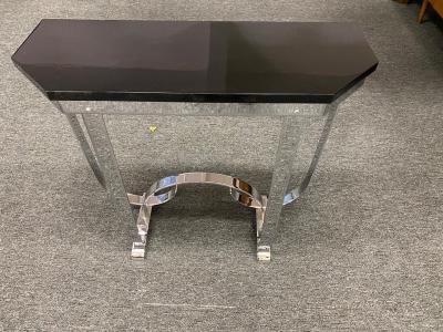 Donald Deskey MODERNIST ART DECO CURLICUE CHROME AND BLACK LACQUER CONSOLE