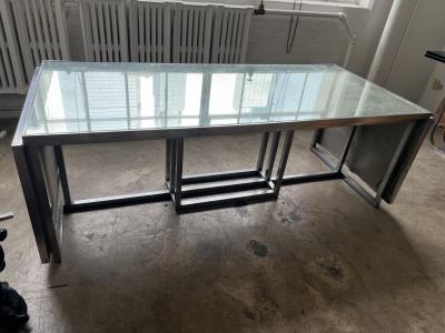 Donald Deskey MODERNIST ART DECO MIRRORED AND ALUMINUM EXTENDING DINING TABLE BY DONALD DESKEY