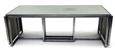 Donald Deskey MODERNIST ART DECO MIRRORED AND ALUMINUM EXTENDING DINING TABLE BY DONALD DESKEY