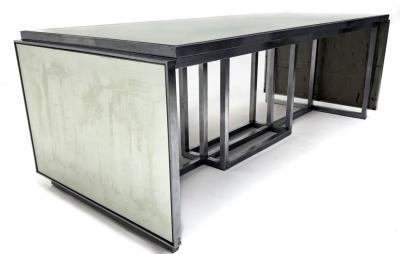 Donald Deskey MODERNIST ART DECO MIRRORED AND ALUMINUM EXTENDING DINING TABLE BY DONALD DESKEY