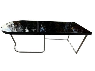 Donald Deskey MODERNIST BLACK LACQUER ART DECO CHROME TUBULAR FRAME PARTNERS DESK