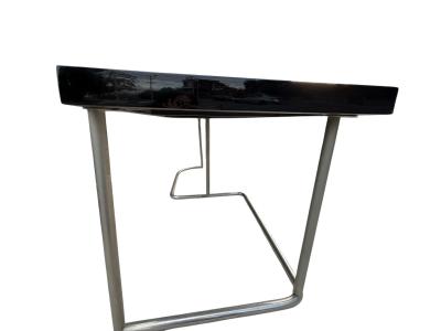 Donald Deskey MODERNIST BLACK LACQUER ART DECO CHROME TUBULAR FRAME PARTNERS DESK