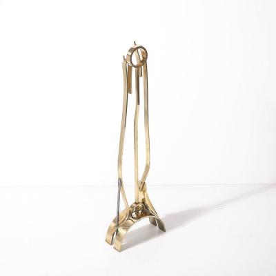 Donald Deskey Mid Century Modernist Sculptural Polished Brass Fire Tool Set by Donald Deskey