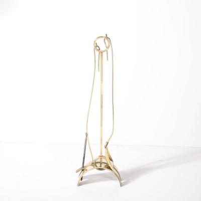 Donald Deskey Mid Century Modernist Sculptural Polished Brass Fire Tool Set by Donald Deskey