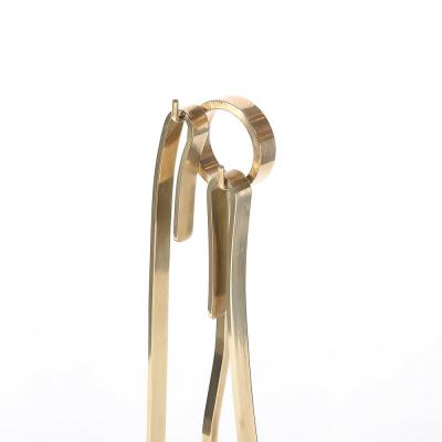 Donald Deskey Mid Century Modernist Sculptural Polished Brass Fire Tool Set by Donald Deskey