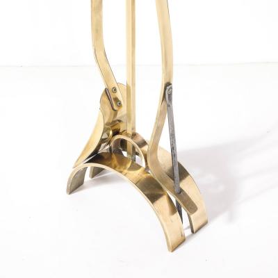 Donald Deskey Mid Century Modernist Sculptural Polished Brass Fire Tool Set by Donald Deskey