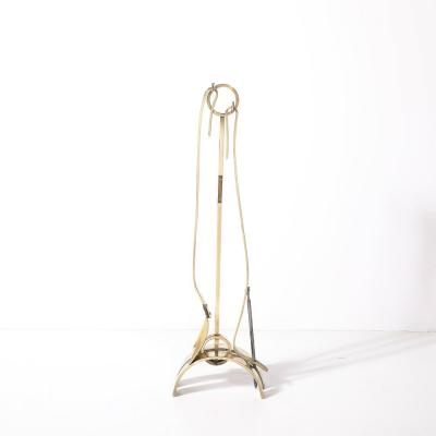 Donald Deskey Mid Century Modernist Sculptural Polished Brass Fire Tool Set by Donald Deskey