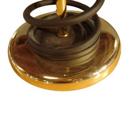 Donald Deskey Pair of Brass and Steel Coil Spring Lamps in the Manner of Donald Deskey