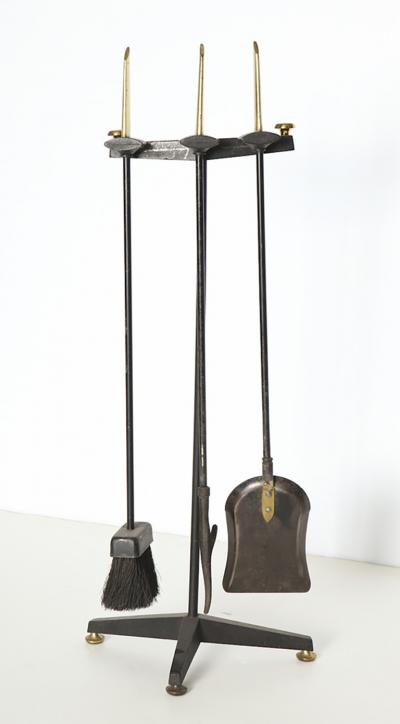 Donald Deskey Seven Piece Fireplace Set by Donald Deskey for Bennett