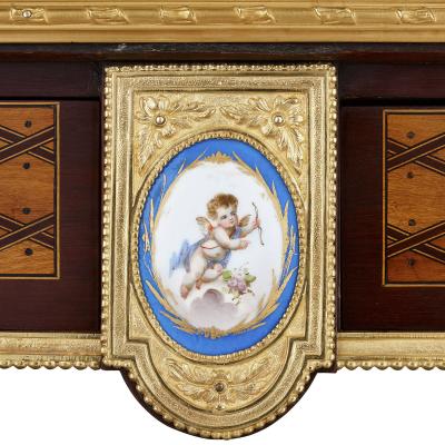 Donald Ross Antique English Victorian marquetry writing desk by Donald Ross