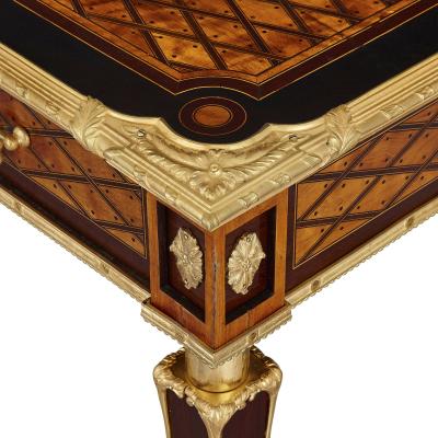 Donald Ross Antique English Victorian marquetry writing desk by Donald Ross