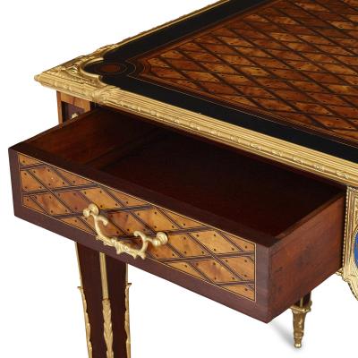Donald Ross Antique English Victorian marquetry writing desk by Donald Ross