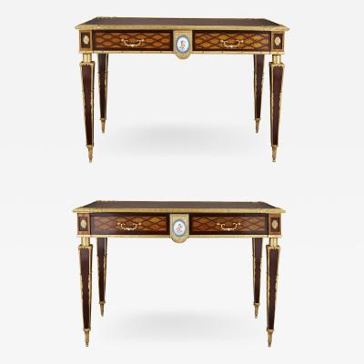 Donald Ross Antique English Victorian marquetry writing desk by Donald Ross