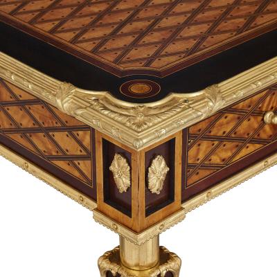 Donald Ross Antique English gilt bronze and marquetry desk by Donald Ross