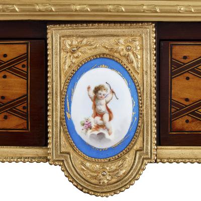 Donald Ross Antique English gilt bronze and marquetry desk by Donald Ross